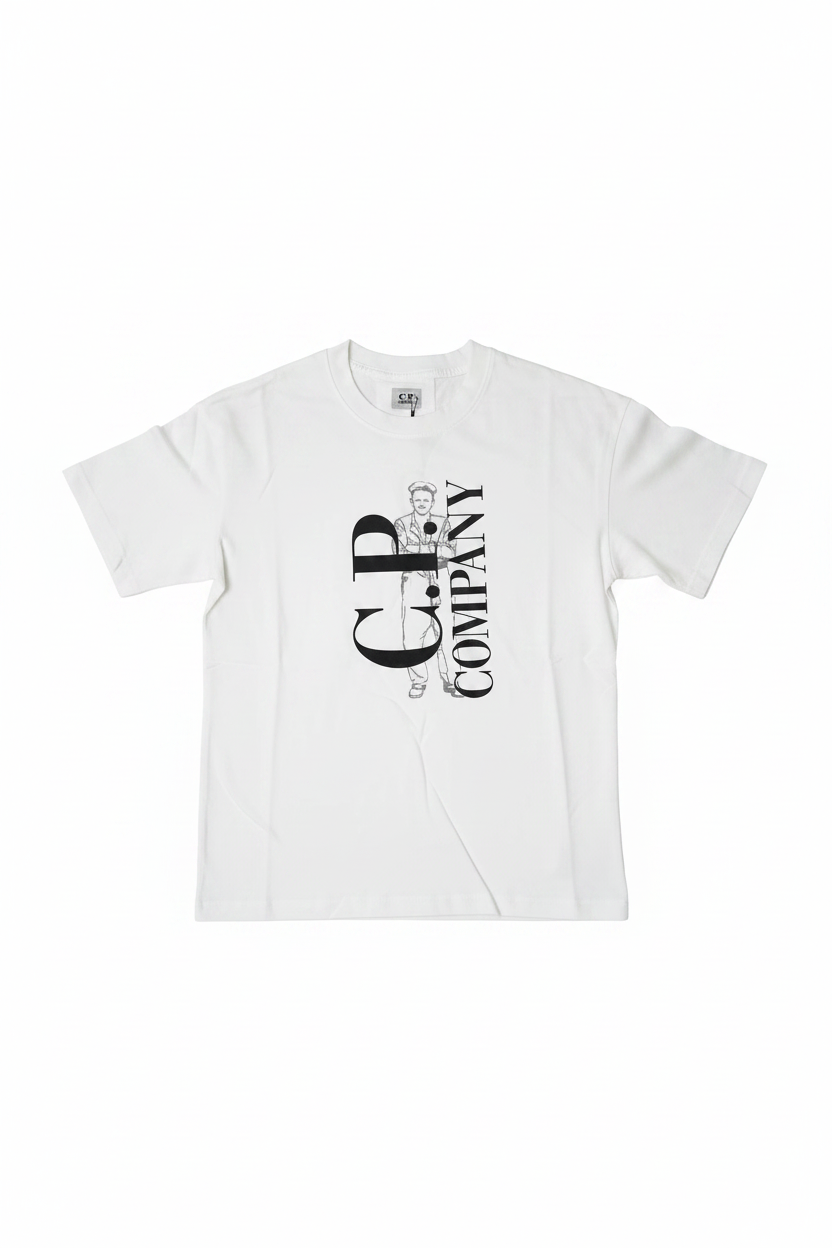 T-shirt blanc C.P. COMPANY fond blanc