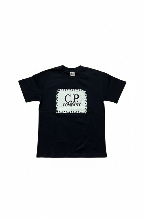 T-shirt noir C.P. Company fond blanc