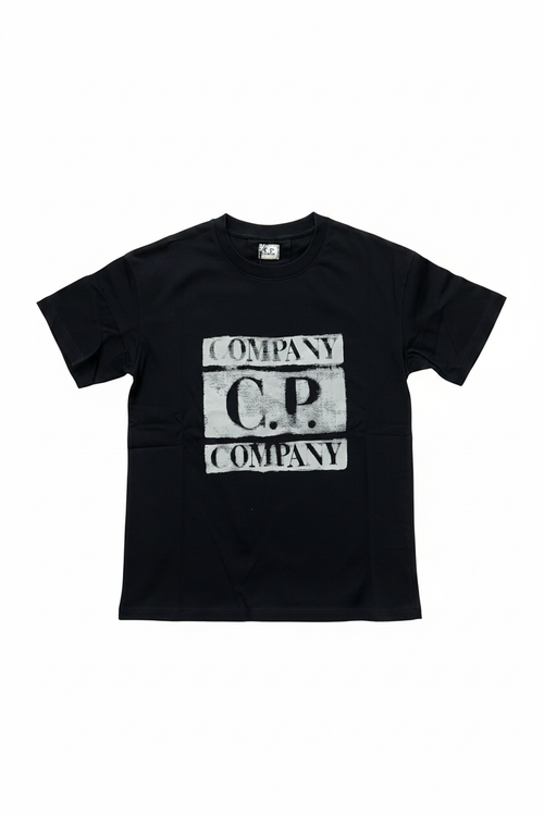 T-shirt noir C.P. Company fond blanc
